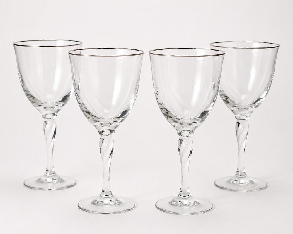 Lenox Rhythm Crystal Water Goblets Set of 4 Platinum Rim